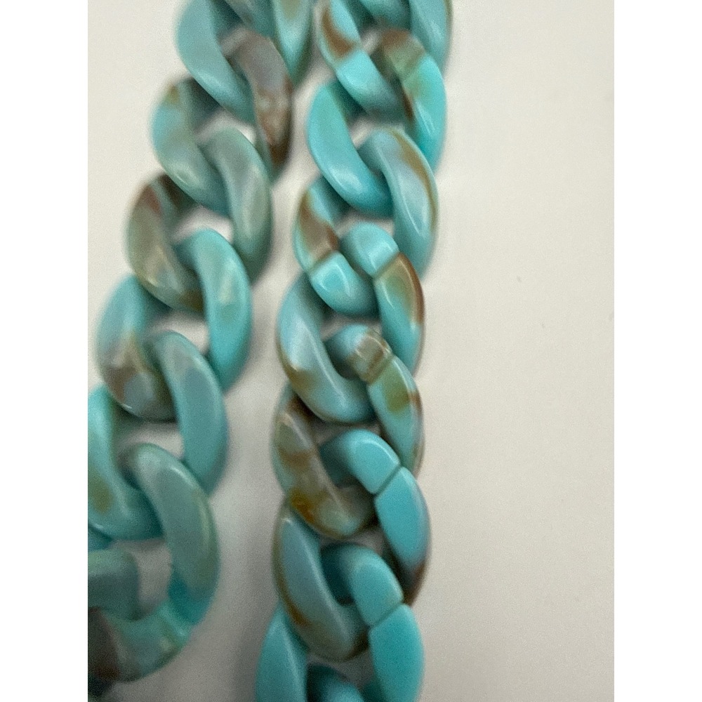 Fashion Accessory Turquoise Acrylic Curb Link Eyewear Chain & Chip Necklace Set - Picture 7 of 7